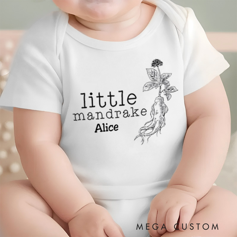 Personalized Little Mandrake Baby Onesie Potterhead Gift Pregnancy Reveal Gift