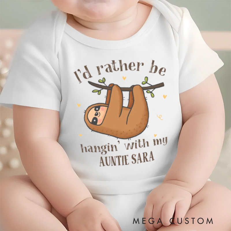 Personalized I'd Rather Be Hanging With My Aunt Baby Onesie New Baby Girl Boy Gift