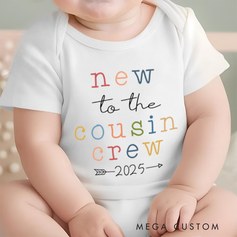 Personalized New To The Cousin Crew Baby Onesie Pregnancy Announcement Gift