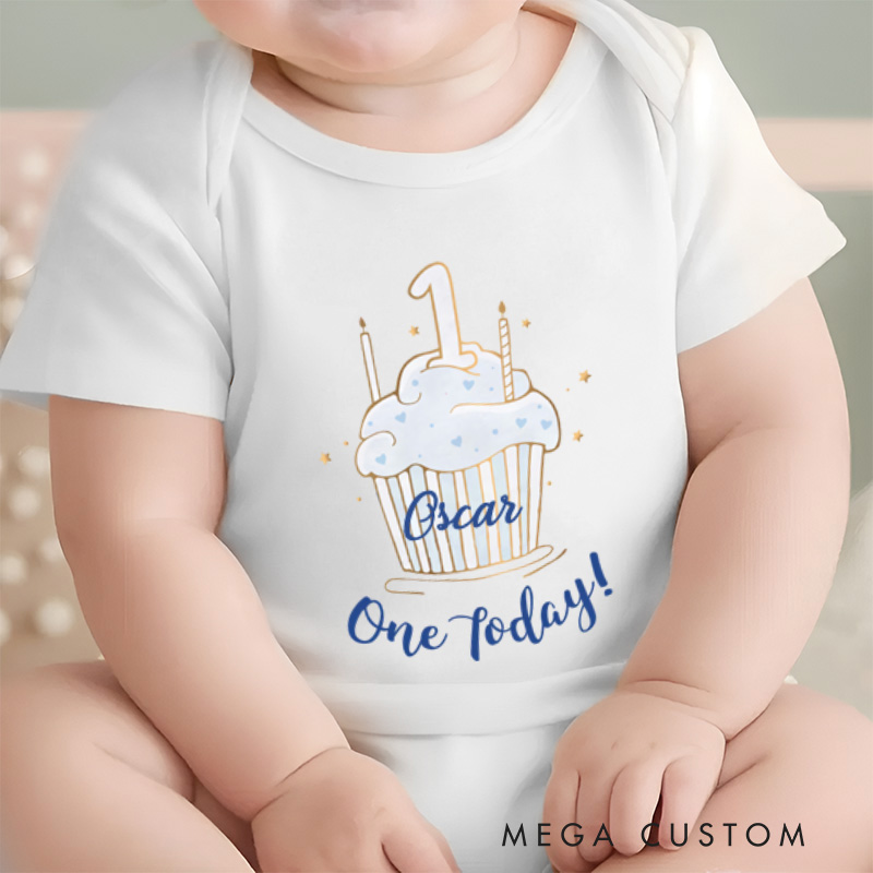 Personalized 1st First Birthday Baby Onesie Gift Onesie for Boy Cake Smash
