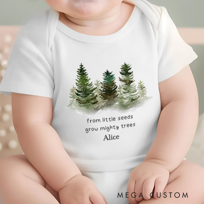 Personalized From Little Seeds Grow Mighty Trees Baby Onesie Baby Shower Gift