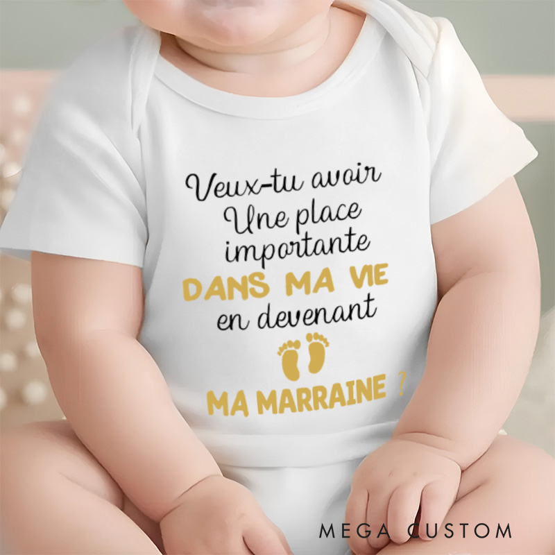 Personalized Baby Do You Want to Have an Important Place in My Life by Becoming My Godmother? Or My Godfather? Onesie Baby Shower Gift