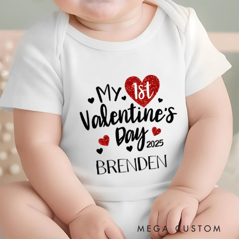 Personalized My 1st Valentine's Day Baby Onesie Funny Gift for Baby