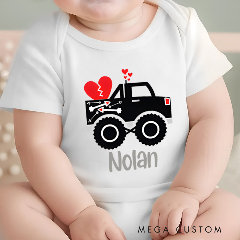 Personalized Valentine's with Hearts and Arrows Baby Onesie Funny Baby Gift