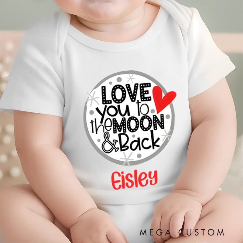 Personalized Love You to the Moon and Back Baby Onesie Valentine's Day Baby Gift