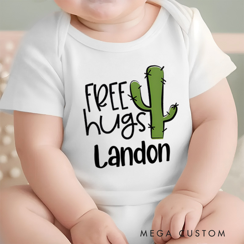Personalized Cactus Free Hugs Baby Onesie Newborn Gift