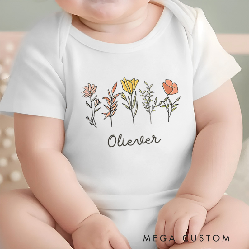 Personalized Little Wildflower Baby Onesie Baby Shower Gift for Girl