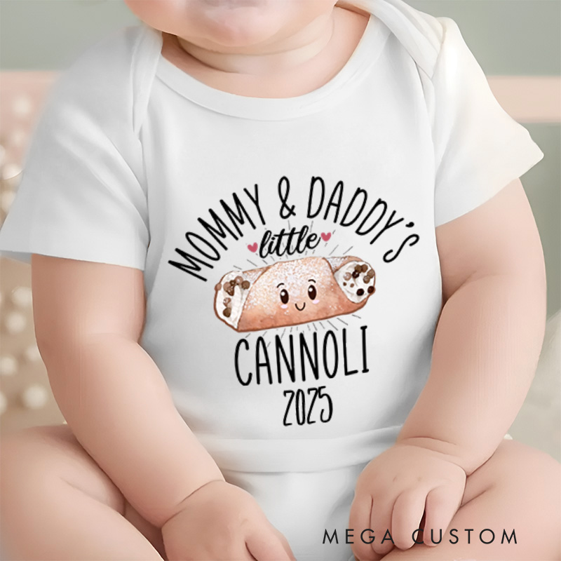Personalized Mommy and Daddy's Little Cannoli Baby Onesie Baby Shower Gift