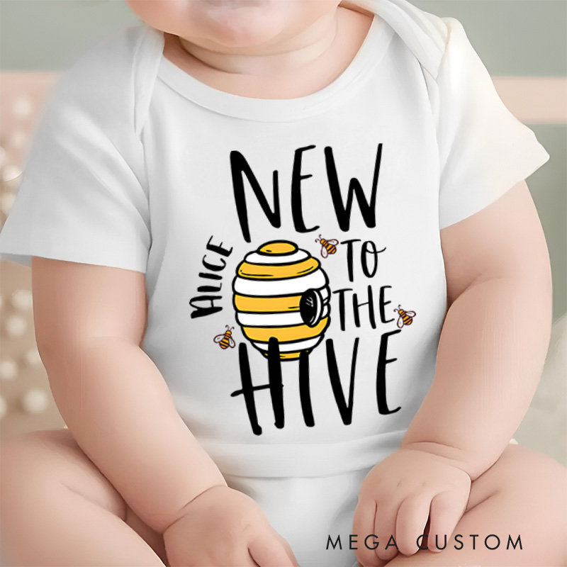 Personalized New to the Hive Bee Baby Onesie Baby Shower Gift