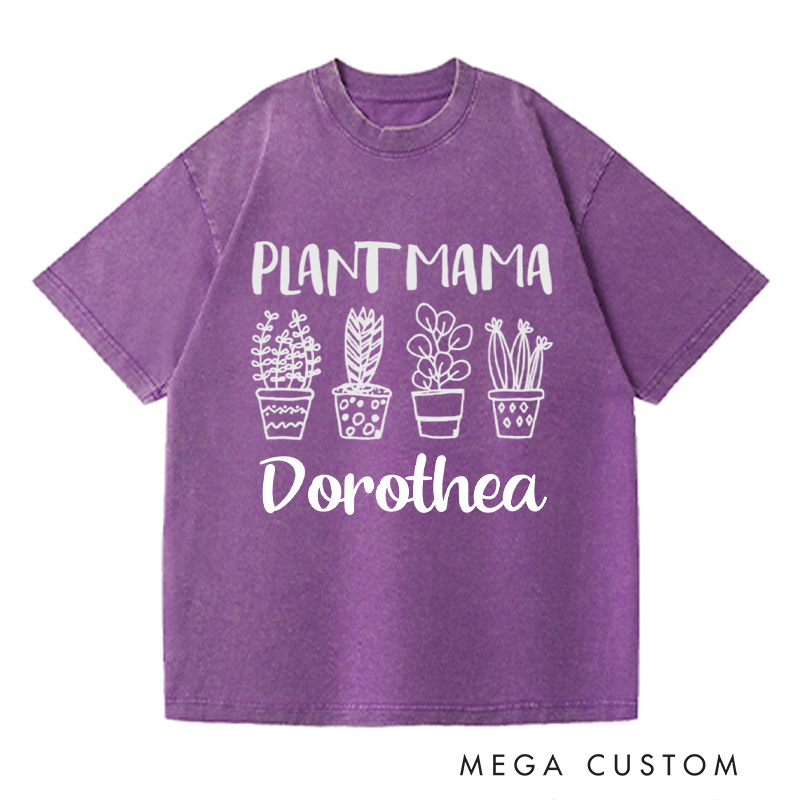 Personalized Plant Mama Washed T-Shirts Crazy Plant Lady Shirt Plant Shirt Plant Lover Gift Mother's Day Gift Gardening Shirt Gardener Shirt