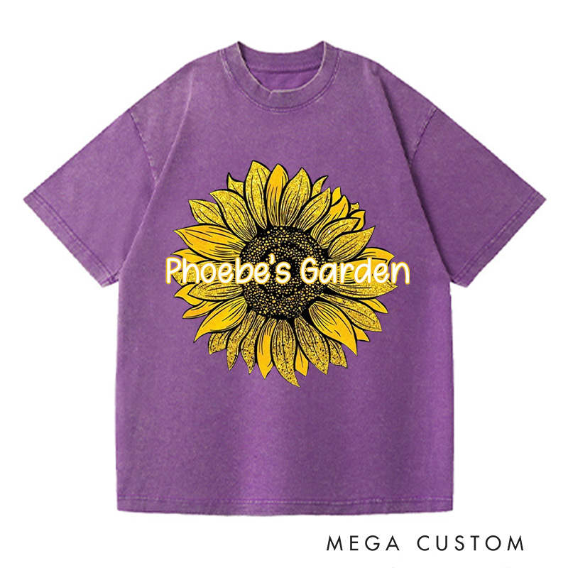 Personalized Sunflower Washed T-Shirts Plant Shirt Plant Lover Shirt Garden Shirt Gardener Shirt Gardening Lover Gift Garden Gift