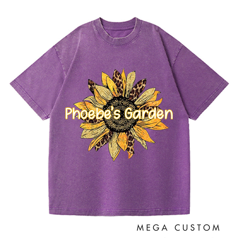 Personalized Sunflower Washed T-Shirts Women Garden Shirt Plant Lover Tee Shirt Gardening Lover Shirt for Gardener Gift