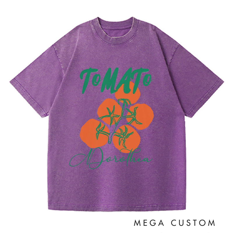 Personalized Tomato Washed T-Shirts Garden Shirt Farmers Market T Shirt with Name Gardening Shirt Garden Shirt Plant Lover Gift Gardener Gift