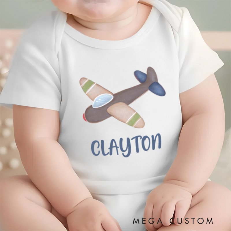 Personalized Airplane Baby Onesie with Your Name Birthday Gift for Baby