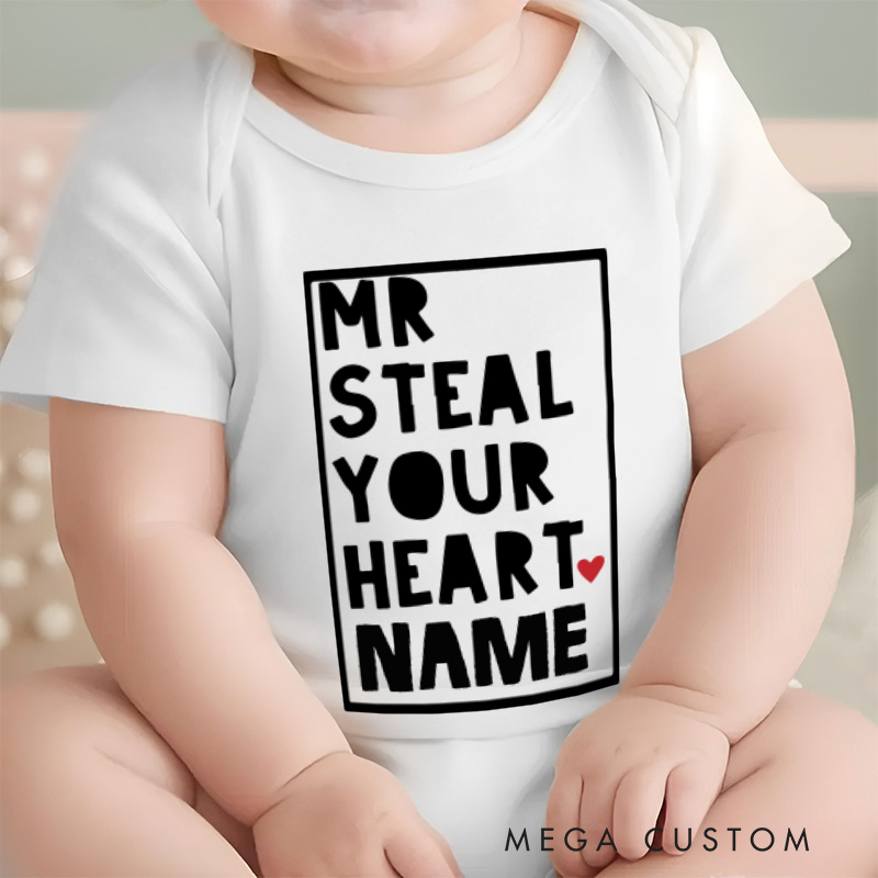 Personalized Mr Steal Your Heart Baby Onesie Unisex Newborn Baby Gift