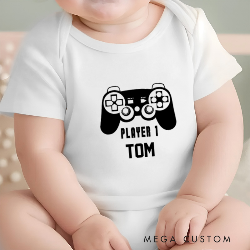 Personalized Player One Gaming for Fun and Family Baby Onesie