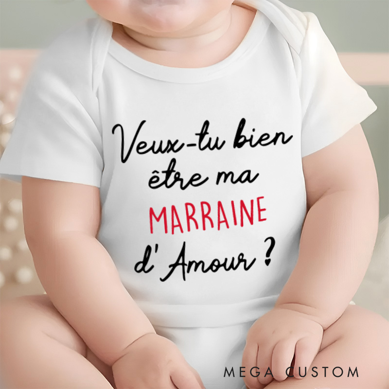 Personalized Will You Be My Godmother or Godfather of Love Baby Onesie Baby Shower Gift