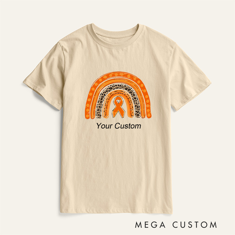 Personalized Leukemia Cancer Awareness Kidney Cancer Rainbow Fighter Support T-Shirt