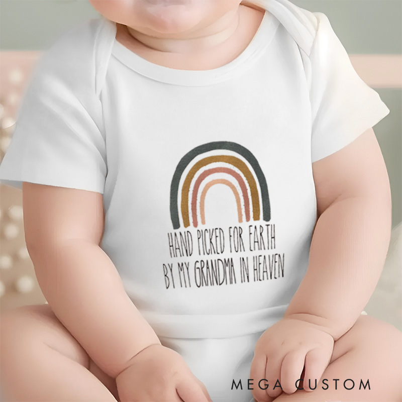 Personalized Hand Picked for Earth by My Heartfelt Rainbow Baby Onesie