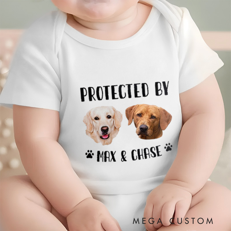Personalized Protected by Adorable Pet for Family Love Baby Onesie