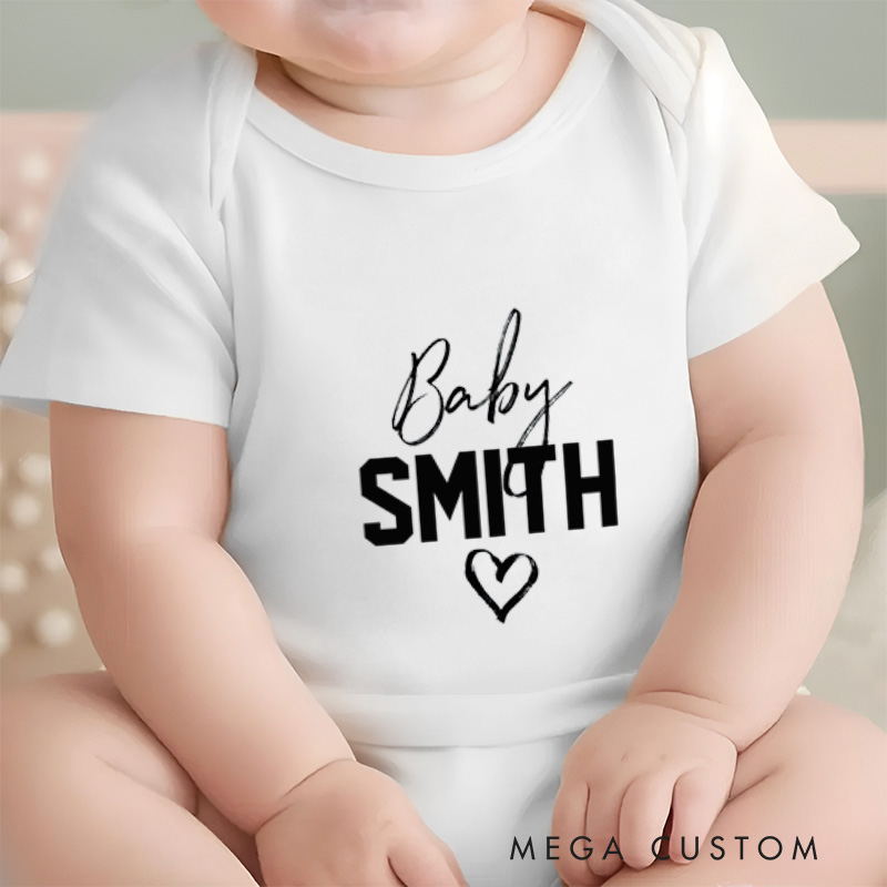 Personalized Baby Name Sweet Minimalist Heart Baby Onesie