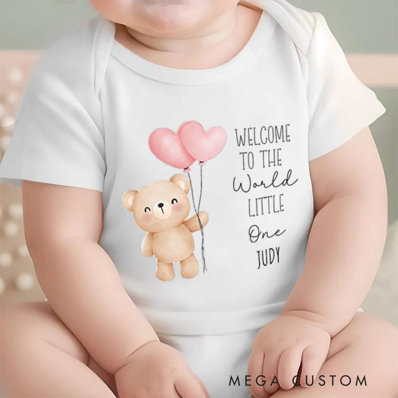 Personalized Cute Bear the Yellow Balloon Baby Onesie Cute Baby Gift Baby Shower Gift