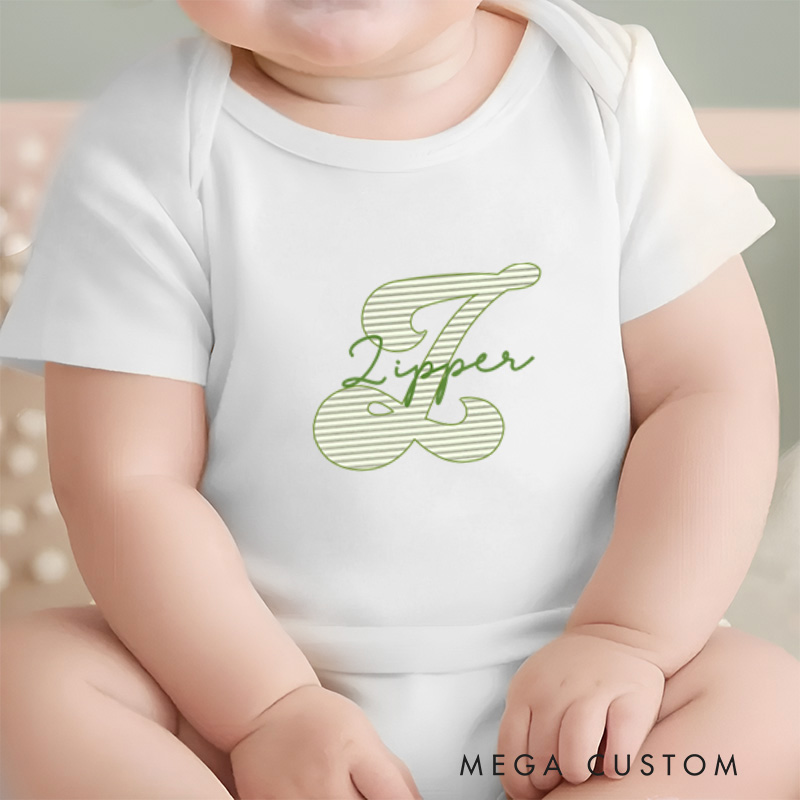 Personalized Name and Letter Design with Stylish and Elegant Touch Baby Onesie