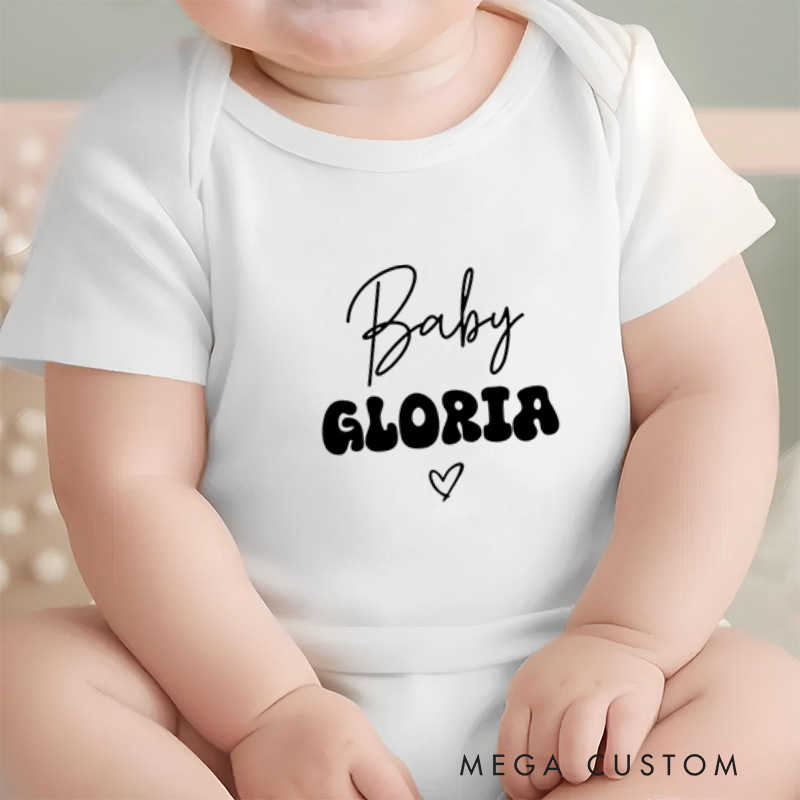 Personalized Baby Name Sweet and Minimalist Heart Design Baby Onesie