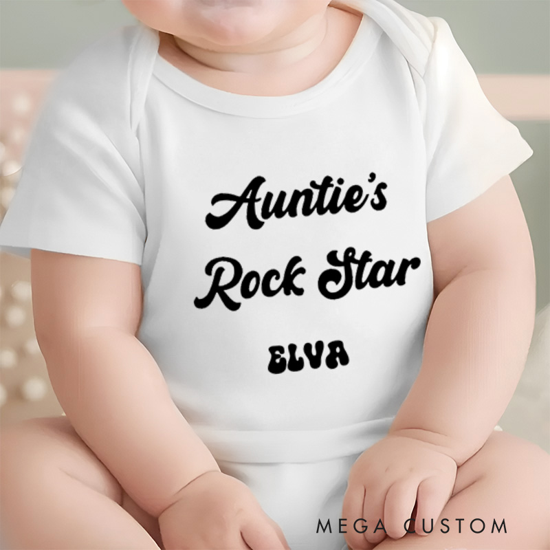 Personalized Aunties Rock Star Fun and Bold Family Inspired Design Baby Onesie