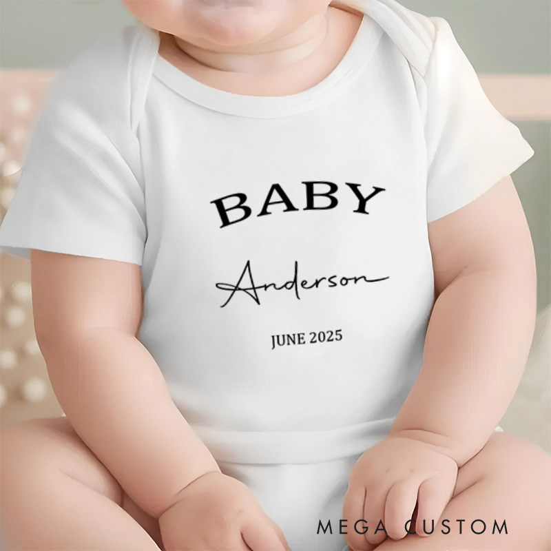 Personalized Baby Elegant and Minimalist Baby Announcement Baby Onesie