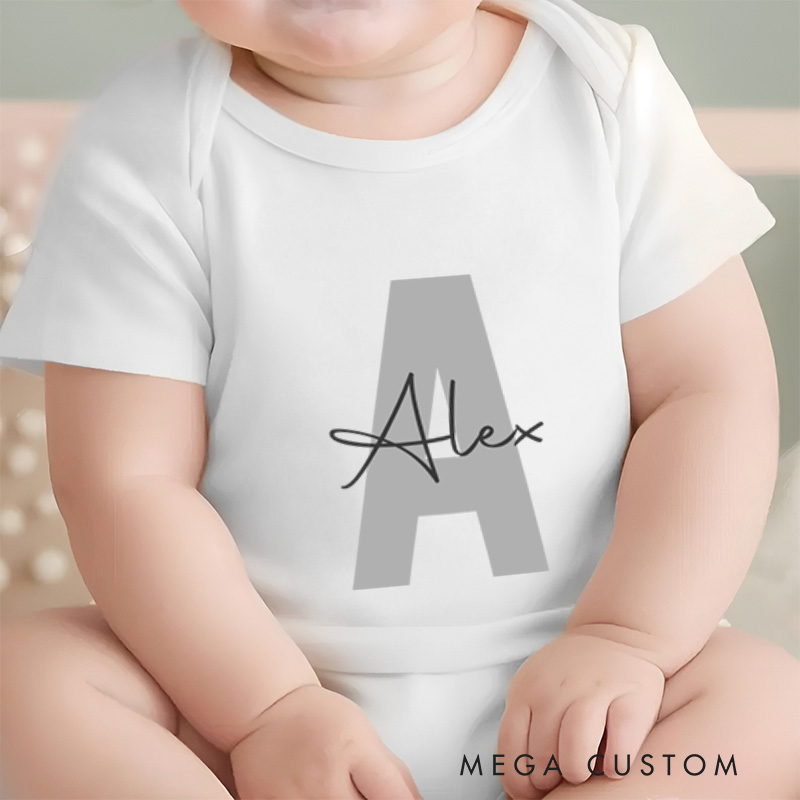 Personalized Name and Letter Design with Stylish Touch Baby Onesie