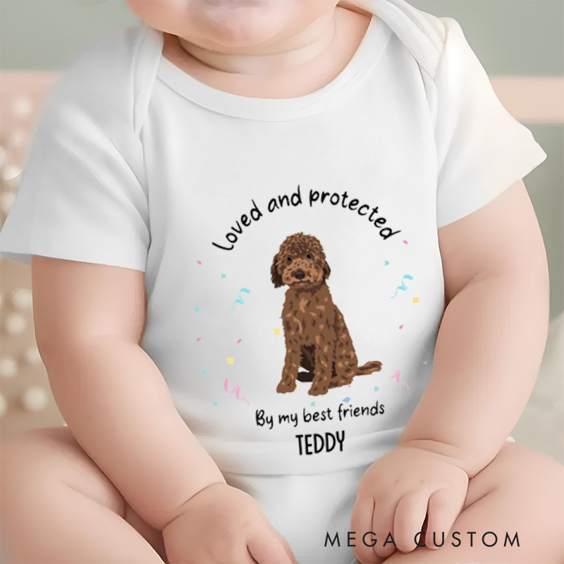 Personalized Loved and Protected by My Best Friends Pet Lover Baby Onesie