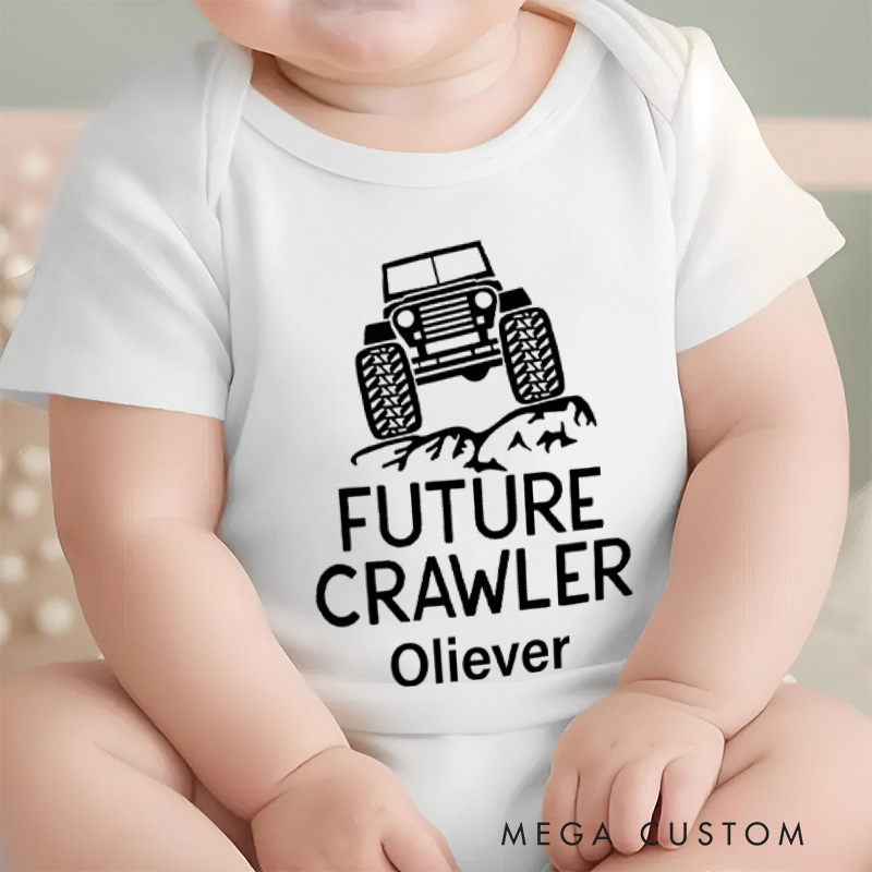 Personalized Future Crawler Tractor Baby Onesie Baby Shower Gift