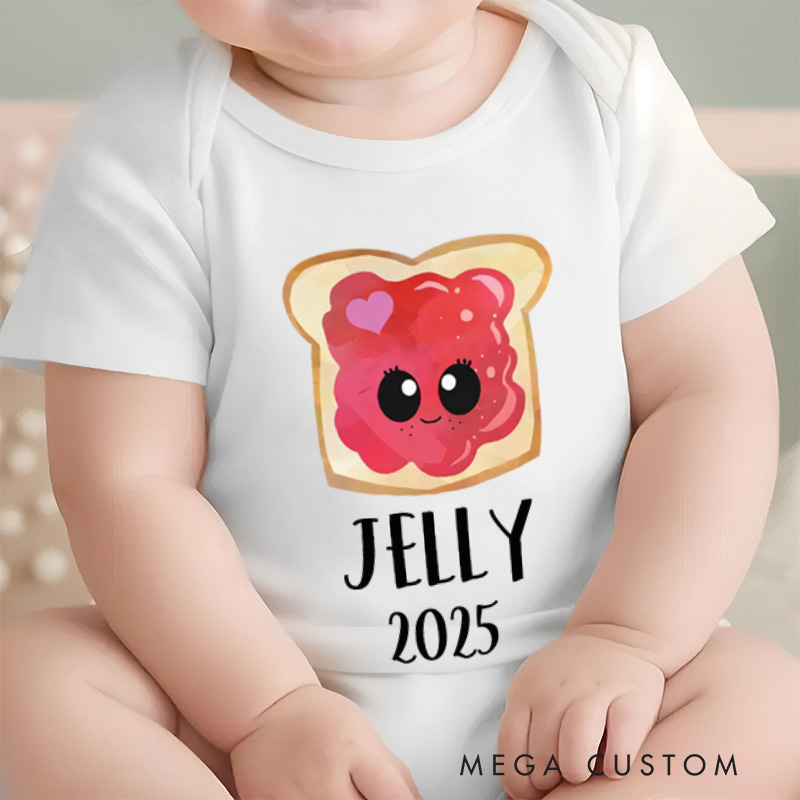 Personalized Peanut Butter and Jelly Baby Twin Onesie Funny Baby Gift