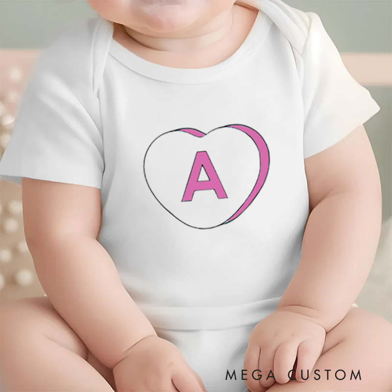 Personalized Candy Heart Baby Onesie 1st Valentine's Day Gift