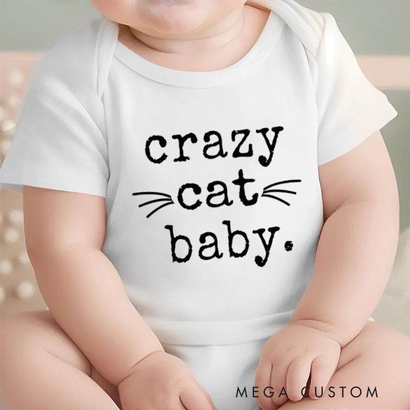 Personalized Crazy Cat Baby Whiskers Baby Onesie Funny Baby Gift