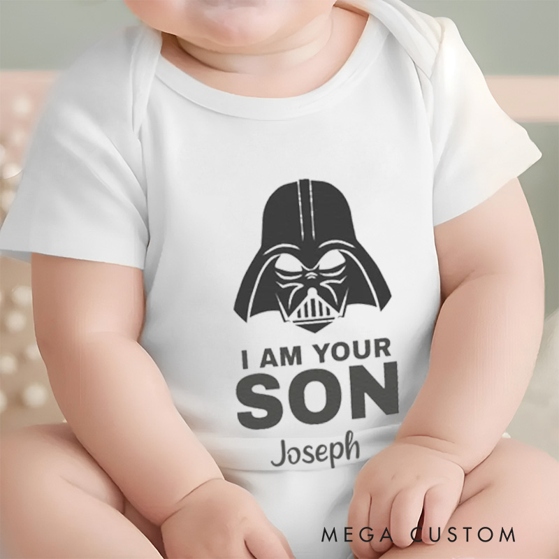 Personalized I Am Your Son Fun and Iconic Sci-Fi Inspired Family Design Baby Onesie