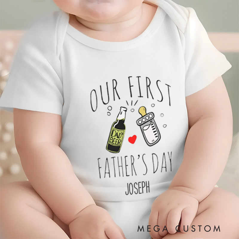 Personalized Our First Father’s Day Cute and Memorable Family Celebration Baby Onesie