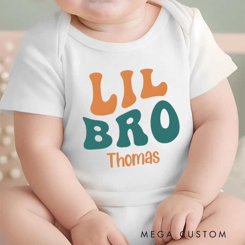 Personalized Lil Bro Baby Onesie Funny Baby Gift