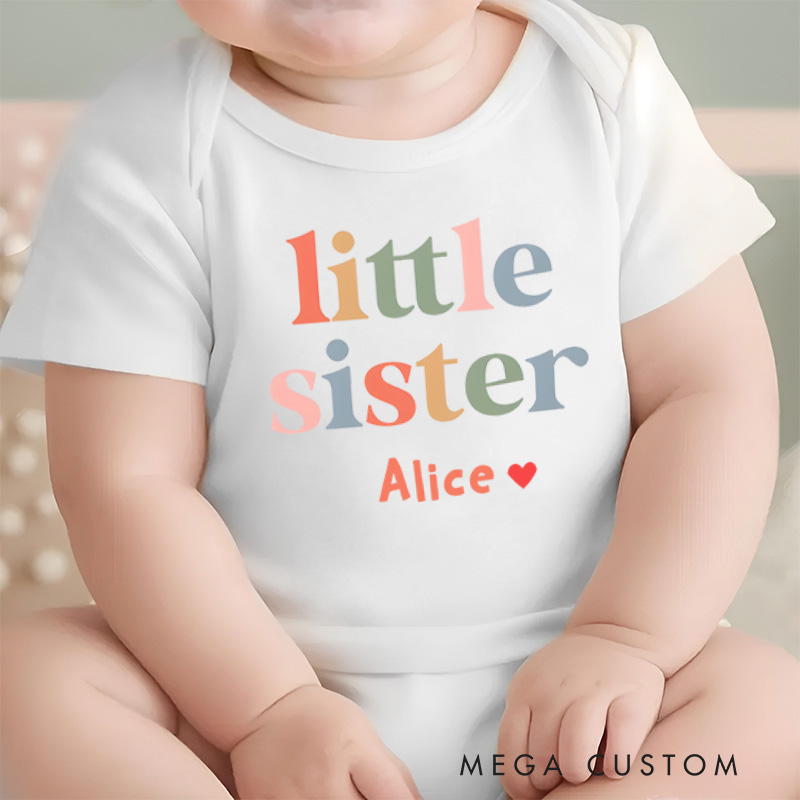 Personalized Little Sister Baby Onesie Pregnancy Announcement Gift