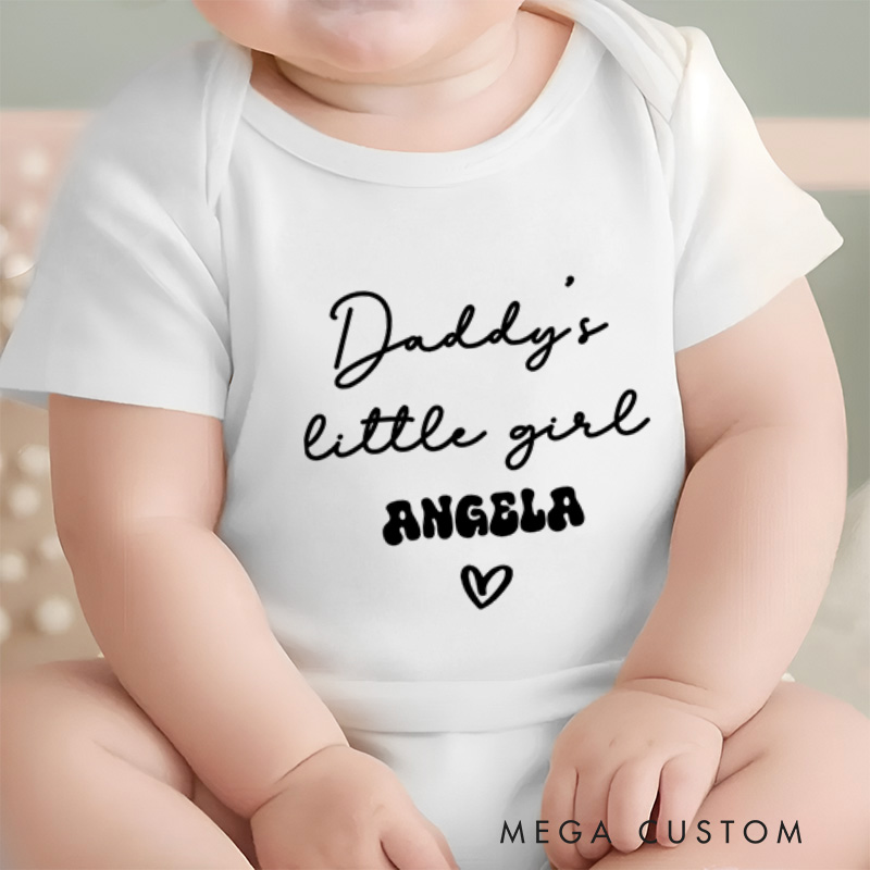 Personalized Daddy’s Little Girl Sweet and Minimalist Design with Heart Accent Baby Onesie