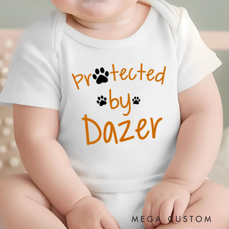 Personalized Protected by Paw Print Baby Onesie Gift for Baby