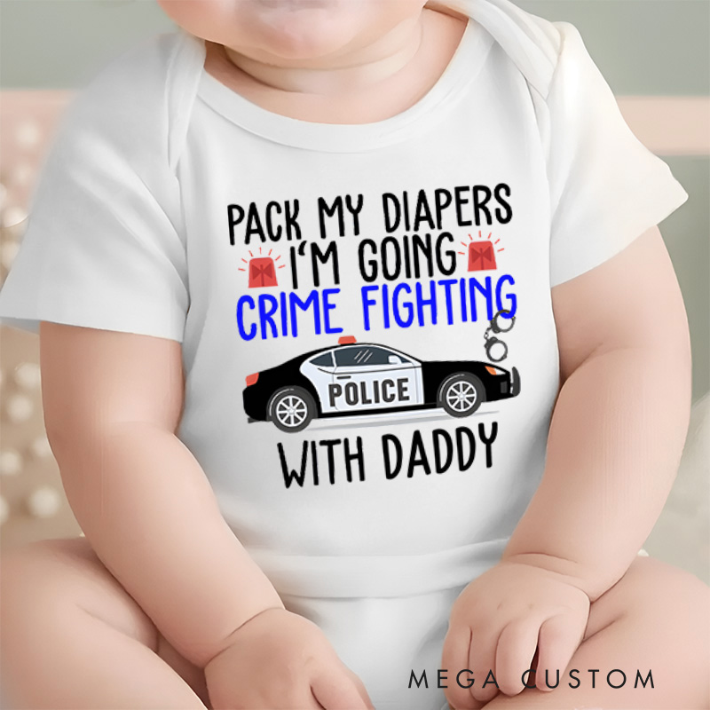 Personalized Pack My Diapers Im Going Crime Fighting with Family Baby Onesie Funny Baby Gift