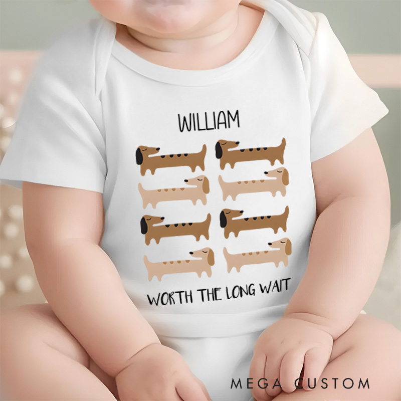 Personalized Worth the Long Wait Dachshund Baby Onesie Newborn Gift