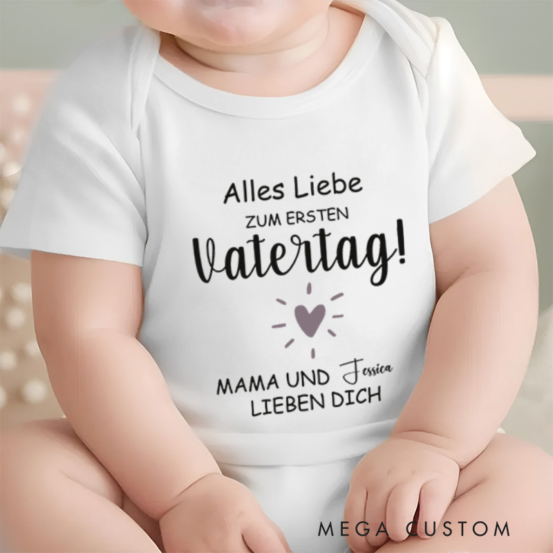 Personalized Alles Liebe zum Ersten Vatertag Sweet German Design for Father’s Day Baby Onesie