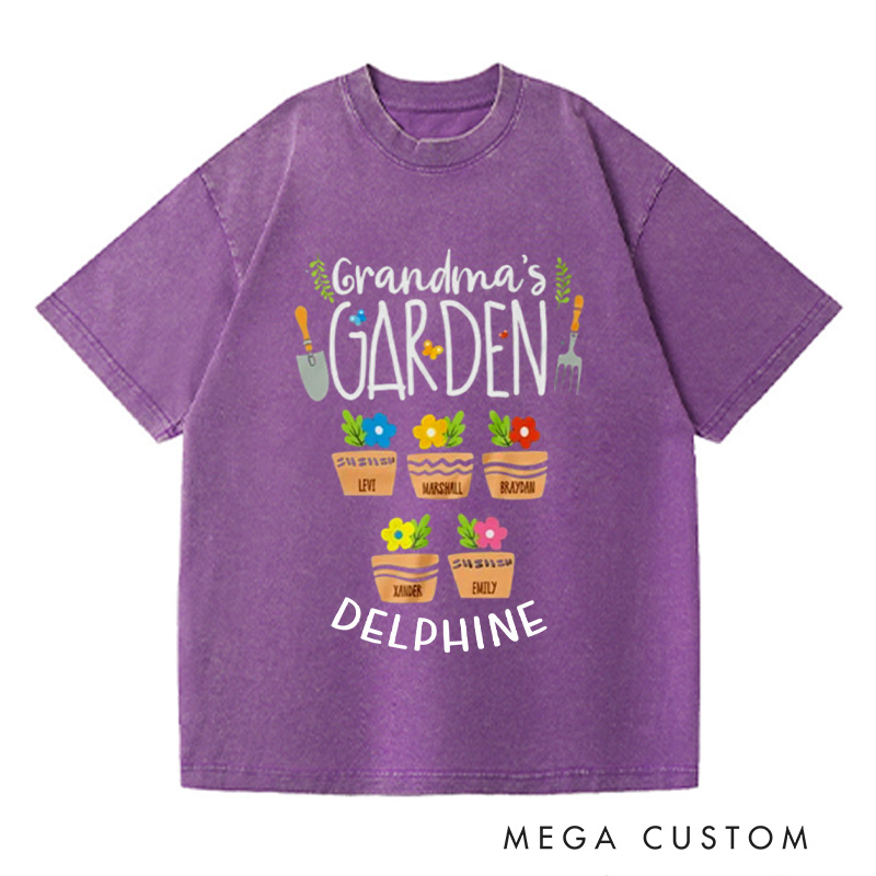Personalized Grandma's Garden Washed T-Shirts Grandma Gift Nana Shirt Oma Shirt Grandma shirt Grandma Tee Gardening Gifts Mother's Day Gift