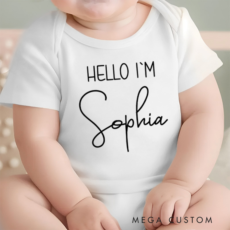 Personalized Hello I'm Minimalist Name Baby Onesie Baby Shower Gift