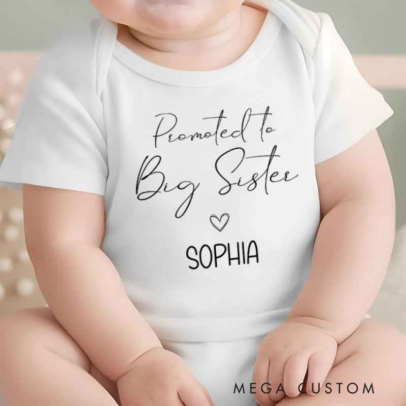 Personalizedr Name Promoted To Big Siste Baby Onesie Pregnancy Announcement Gift
