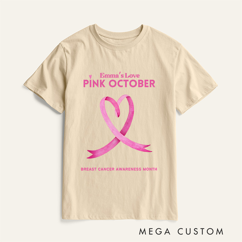 Personalized Pink October T-shirt Breast Cancer Awareness Month Gift