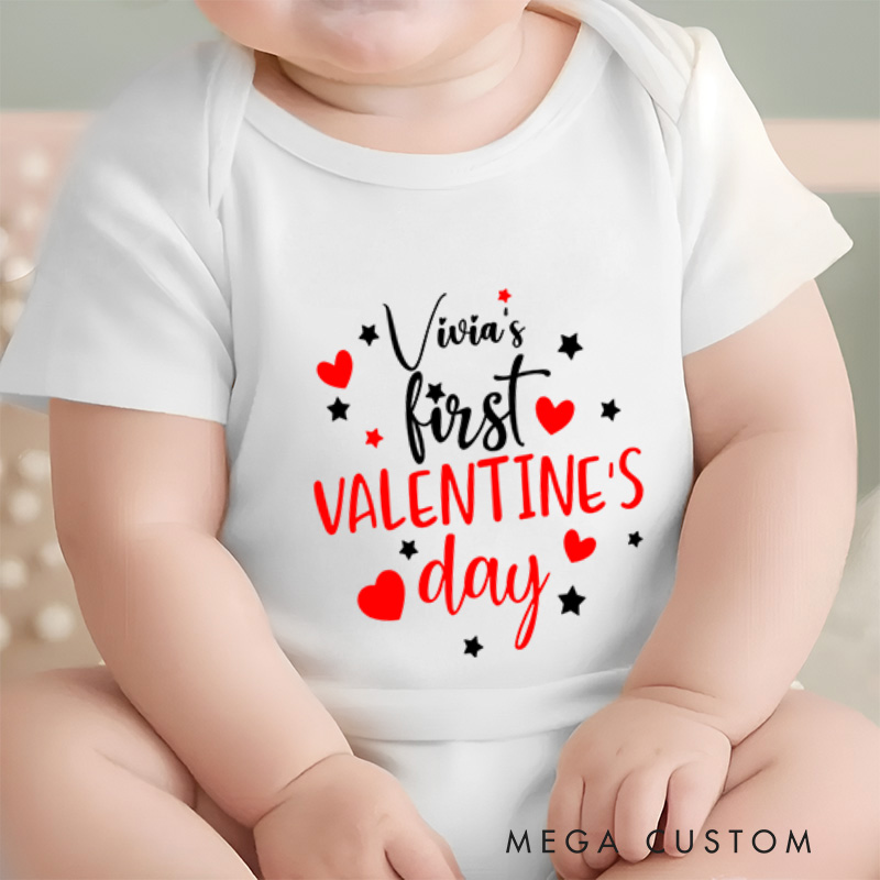 Personalized First Valentine’s Day Cute and Heartfelt Baby Valentine Celebration Baby Onesie